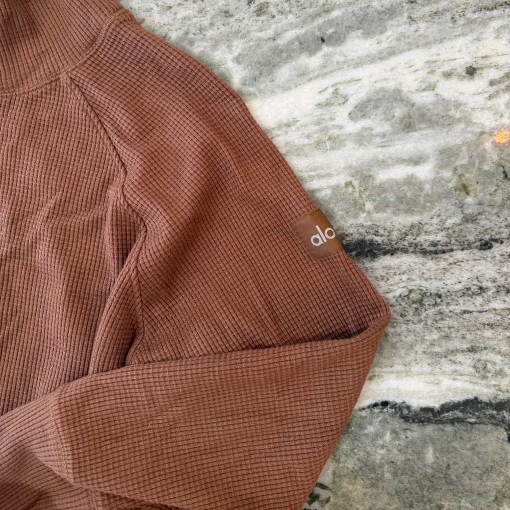 Alo Yoga Waffle Knit Weekend Escape Cowl Neck Sweater
